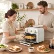 12 literes mini légkeveréses fritőz/sütő légkeveréssel, 5 programmal, sütőtálcával és sütőkosárral, 1200 W, mosogatógépben mosható