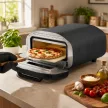 Beltéri pizzakemence, 12 hüvelykes elektromos pizzakemence 8 programmal, 430 °C, időzítő, kerámialapos, 2200 W