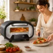 Beltéri pizzakemence, 12 hüvelykes elektromos pizzakemence 8 programmal, 430 °C, időzítő, kerámialapos, 2200 W