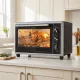 46 literes mini sütő forgónyárssal, légkeveréses sütővel, hőmérséklet-szabályozással és időzítővel, 1800 W, fekete