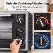 46 literes mini sütő forgónyárssal, légkeveréses sütővel, hőmérséklet-szabályozással és időzítővel, 1800 W, fekete