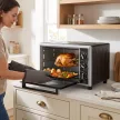 46 literes mini sütő forgónyárssal, légkeveréses sütővel, hőmérséklet-szabályozással és időzítővel, 1800 W, fekete