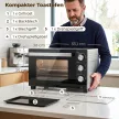 36 literes mini sütő légkeveréssel, 90–230 °C hőmérséklet-szabályozással, 1500 W