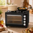 36 literes mini sütő 2 főzőlappal, elektromos asztali sütő légkeveréses funkcióval, 90–230 °C