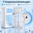 Mini Kühlschrank mit Gefrierfach 2-Türiger mit Einstellbarem Thermostat Kleiner Getränkekühlschrank 90L Weiß