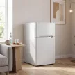 Mini Kühlschrank mit Gefrierfach 2-Türiger mit Einstellbarem Thermostat Kleiner Getränkekühlschrank 90L Weiß