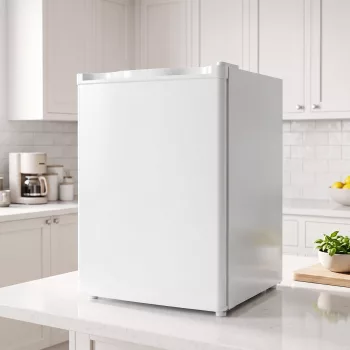   Minikühlschrank mit Gefrierfach, Einstellbares Thermostat, Kleiner Kühlschrank, Eintürig, 72,5 L, Weiß