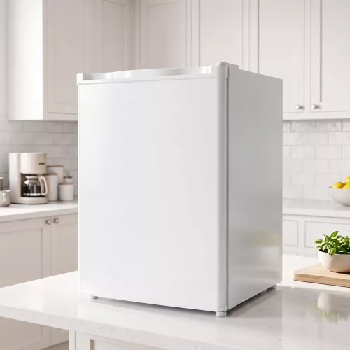 Minikühlschrank mit Gefrierfach, Einstellbares Thermostat, Kleiner Kühlschrank, Eintürig, 72,5 L, Weiß