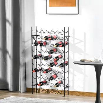    Weinregal für 60 Flaschen Flaschenregal Metall Flaschenhalter 63 x 20,5 x 118 cm Schwarz