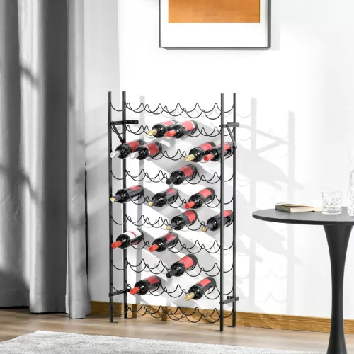  Weinregal für 60 Flaschen Flaschenregal Metall Flaschenhalter 63 x 20,5 x 118 cm Schwarz