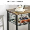  Küchenwagen im Industriedesign 1 Regal 1 Aufbewahrungskorb 4 Räder 40 cm x 30 cm x 62 cm Stahl Schwarz + Braun