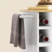 Konyhai zsúrkocsi, gurulós konyhasziget, rekeszekkel ellátott konyhai zsúrkocsi, bortartók, szekrény és munkalap, fehér