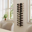 Bortartó, fali polc 10 üveg bornak, 10 polc, fém, konyhába, nappaliba, bárba, fekete