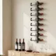 Bortartó, falra szerelhető bortartó 8 üveg borhoz, 8 polc, acélcső, konyhába, nappaliba, bárpultba, fekete