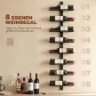 Bortartó, falra szerelhető bortartó 8 üveg borhoz, 8 polc, acélcső, konyhába, nappaliba, bárpultba, fekete