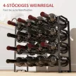 4-szintes bortartó, szabadon álló állvány 16 borosüveghez, fém, fekete