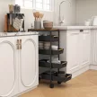 5-stufiger Küchenwagen, Holzoptik, rollbar, Metallrahmen, 4 Schubladen, Schwarz