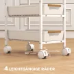 5-szintes konyhai zsúrkocsi, fahatású, kerekeken, fém váz, 4 fiók, fehér