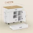 Gurulós konyhasziget, kihajtható munkalap, lágyan záródó szekrényajtók, fiókok, törölközőtartó, MDF, fehér