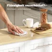 Mobil konyhasziget, kihúzható felülettel, szekrényajtókkal, fiókokkal, törölközőtartóval, MDF-ből készült konyhai zsúrkocsival, fehér