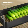 Konyhai kocsi, 3 kosár, 4 kerék, fém, fekete