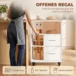Konyhai kocsi kerekeken 2 fiókkal, nyitott tárolórekesszel és 2 zárható kerékkel, fehér