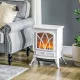 Elektromos kandalló 1000/2000 W-tal, dekoratív elektromos kandalló LED lánghatással, fehér