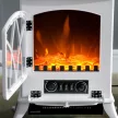 Elektromos kandalló 1000/2000 W-tal, dekoratív elektromos kandalló LED lánghatással, fehér