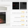 Elektromos kandalló 3D LED lánghatással, fűtőteljesítmény 30 m², távirányító, fehér/fekete