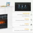  Elektrischer Kamin, 2 Leistungsstufen, Fernbedienung, Timer, realistischer Flammeneffekt, Schwarz+Weiß