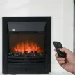  Elektrischer Kamin, 2 Leistungsstufen, Fernbedienung, Timer, realistischer Flammeneffekt, Schwarz+Weiß
