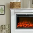 Elektromos kandalló, 3D LED lángok, távirányító, időzítő, MDF, fehér