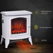 Szabadon álló elektromos kandalló, lánghatású, 2 fűtési mód 1000W/2000W, edzett üveg, fehér, 36,5x24x45,5 cm