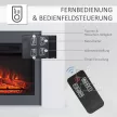  Elektrokamin mit Heizung, elektrischer Kamin mit LED Flammeneffekt und 3 Helligkeiten 2000W Dekokamin mit Einstellbarer Thermostat elektrisch Kaminfeuer mit Fernbedienung Weiß