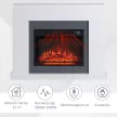  Elektrokamin mit Heizung, elektrischer Kamin mit LED Flammeneffekt und 3 Helligkeiten 2000W Dekokamin mit Einstellbarer Thermostat elektrisch Kaminfeuer mit Fernbedienung Weiß