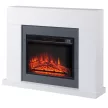  Elektrokamin mit Heizung, elektrischer Kamin mit LED Flammeneffekt und 3 Helligkeiten 2000W Dekokamin mit Einstellbarer Thermostat elektrisch Kaminfeuer mit Fernbedienung Weiß