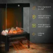 Elektromos kandalló, 2000 W, szabadon álló kandalló fűtőtesttel, LED 3D lánghatás, 4 fényerőszint, elektromos kandalló termosztáttal, túlmelegedés elleni védelemmel, fekete