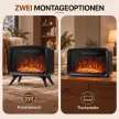 Elektrokamin 800/1600W elektrischer Kamin mit Heizung, Abnehmbarer Sockel, Einstellbarer Thermostat 3D-Flammeneffekt
