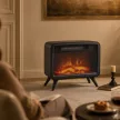 Elektrokamin 800/1600W elektrischer Kamin mit Heizung, Abnehmbarer Sockel, Einstellbarer Thermostat 3D-Flammeneffekt