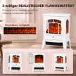 Elektrokamin freistehend mit 3-Seiten-Panorama, elektrischer Kamin, 39x24x57 cm Weiß