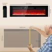 Elektromos kandalló fali tartóval és távirányítóval, műfa és kristályok, 1800 W teljesítmény, fekete