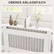Radiátortakaró, léces kialakítású, állítható hosszúság 125-201 cm, MDF, fehér