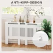 Radiátortakaró, léces kialakítású, állítható hosszúság 125-201 cm, MDF, fehér