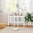 Radiátortakaró, léces kialakítású, állítható hosszúság 125-201 cm, MDF, fehér