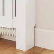 Radiátortakaró, léces kialakítású, állítható hosszúság 125-201 cm, MDF, fehér