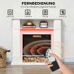  Elektrischer Kamin mit LED-Lichtern, realistischer Flammen-Effekt, 1800W, Kaminsims, 2 Fernbedienungen, Glas, Weiß