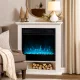 Elektromos kandalló, valósághű lángok 9 színnel, állítható fényerő, 1800 W, távirányító, időzítő, fehér