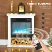 Elektromos kandalló, valósághű lángok 9 színnel, állítható fényerő, 1800 W, távirányító, időzítő, fehér