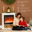 Elektromos kandalló, valósághű lángok 9 színnel, állítható fényerő, 1800 W, távirányító, időzítő, fehér