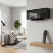 Falra szerelhető 2000 W-os kerámia elektromos fűtőtest, ventilátor, termosztát, időzítő, távirányító, üvegpanel, fekete